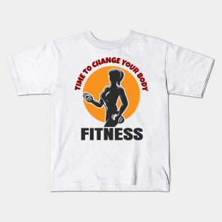 Time to change your body fitness emblem Kids T-Shirt